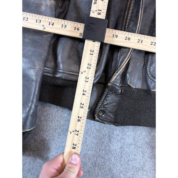 VTG Schott Leather Aviator Flight Bomber Jacket Mens 42 Sherpa Lined Streetwear - Picture 8 of 12